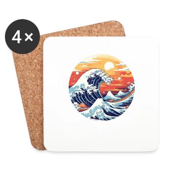 Große Welle The Great Wave Kanagawa - Coasters (set of 4) - white - Front