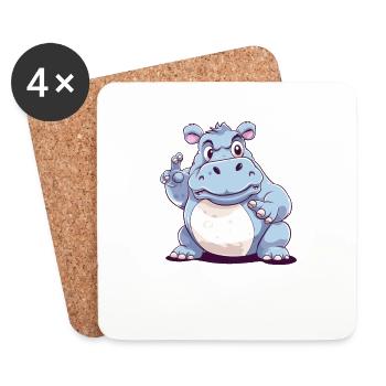 Hippo Hippo Complain Complainer Nölpferd - Coasters (set of 4) - white - Front