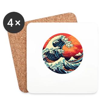 Große Welle La Grande Vague Kanagawa - Dessous de verre (lot de 4) - blanc - Devant