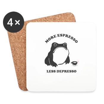 More Espresso Less Depresso Matsomotu Hoji Frog - Coasters (set of 4) - white - Front