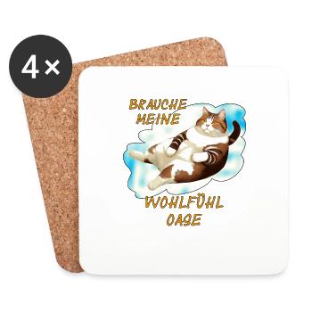 CAT NEED MY FEEL-GOOD - Coasters (set of 4) - white - Front
