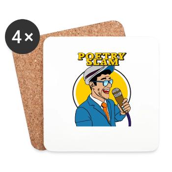 HOMME MICROPHONE POÉSIE SLAM - Dessous de verre (lot de 4) - blanc - Devant