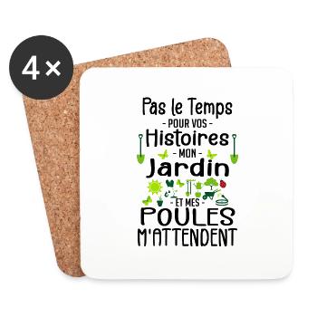 Jardin Poule Humour - Humour Jardinier - Dessous de verre (lot de 4) - blanc - Devant