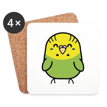 Wellensittich grün weiblich kawaii Haustier Vogel - Untersetzer (4er-Set) - Weiß - Vorne