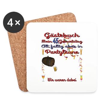 45th Birthday Man and Woman Guestbook - Coasters (set of 4) - white - Front