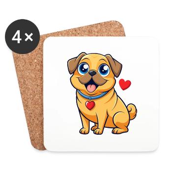 Affectionate Puggle Digital Art - Coasters (set of 4) - white - Front
