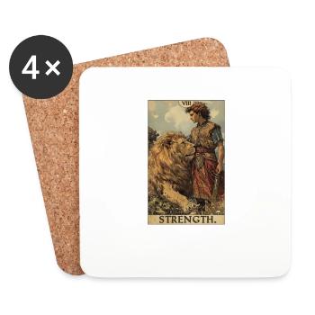Tarotkarten Tarotkarte Strength Kraft - Untersetzer (4er-Set) - Weiß - Vorne