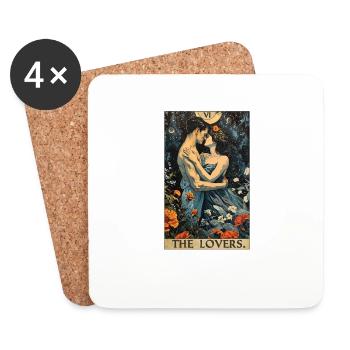 Tarot Cards Tarot Card The Lovers The Lovers - Coasters (set of 4) - white - Front