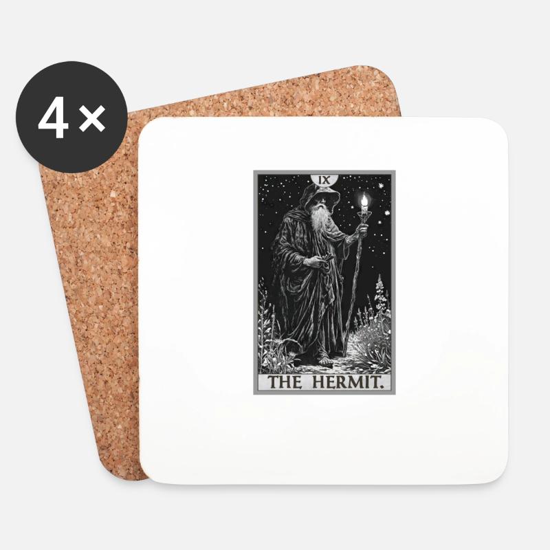 Tarotkarten Tarotkarte The Hermit Der Eremit - Untersetzer (4er-Set) - Weiß
