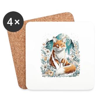 Cottagecore Esthétique Fox - Dessous de verre (lot de 4) - blanc - Devant