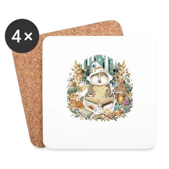 Cottagecore Raton laveur esthétique - Dessous de verre (lot de 4) - blanc - Devant