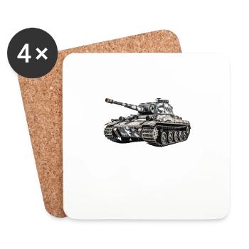 Panzer allemand Arme blindée des soldats de la 2e - Dessous de verre (lot de 4) - blanc - Devant