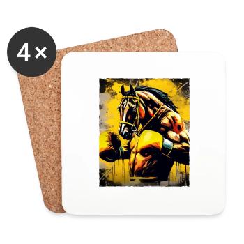 Pferd Boxer Kämpfer - Untersetzer (4er-Set) - Weiß - Vorne