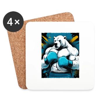 Polar Bär Boxer Kämpfer Eisbär Boxing - Untersetzer (4er-Set) - Weiß - Vorne
