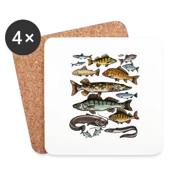 T-shirt for Angler.Fishing Gift Idea - Coasters (set of 4) - white - Front