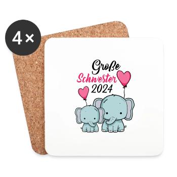 Große Schwester 2024 - Untersetzer (4er-Set) - Weiß - Vorne