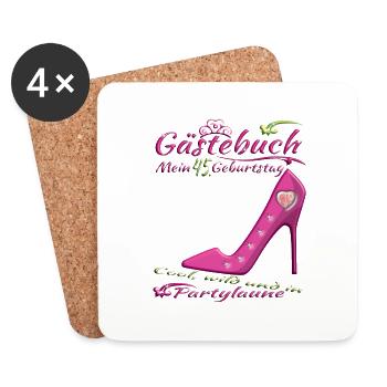 45. Geburtstag Mann und Frau Gästebuch - Untersetzer (4er-Set) - Weiß - Vorne