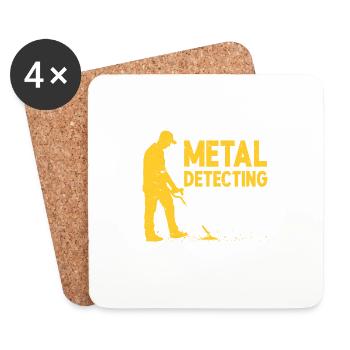 Metalldetektor Schatzsuche - Untersetzer (4er-Set) - Weiß - Vorne