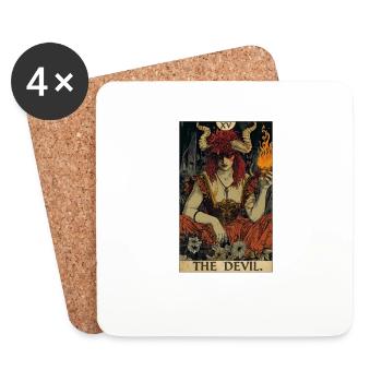 Cartes de tarot Carte de tarot Le diable Le diable - Dessous de verre (lot de 4) - blanc - Devant
