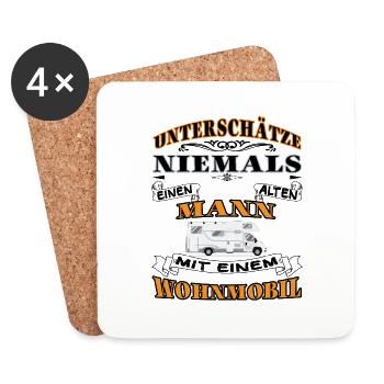 Unterschätze niemals einen alten Mann - Wohnmobil - Untersetzer (4er-Set) - Weiß - Vorne