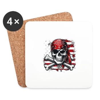 Pirate Dad Shirt Jolly Roger Crossbones Skull - Coasters (set of 4) - white - Front