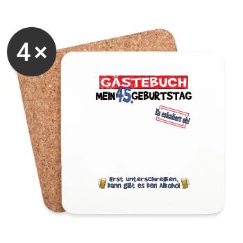 45. Geburtstag Mann und Frau Gästebuch - Untersetzer (4er-Set) - Weiß - Vorne