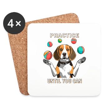 BEAGLE JONGLIERT PRACTICE UNTIL YOU CAN - Untersetzer (4er-Set) - Weiß - Vorne