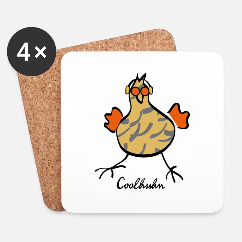 Das Cool-Huhn - Untersetzer (4er-Set) - Weiß