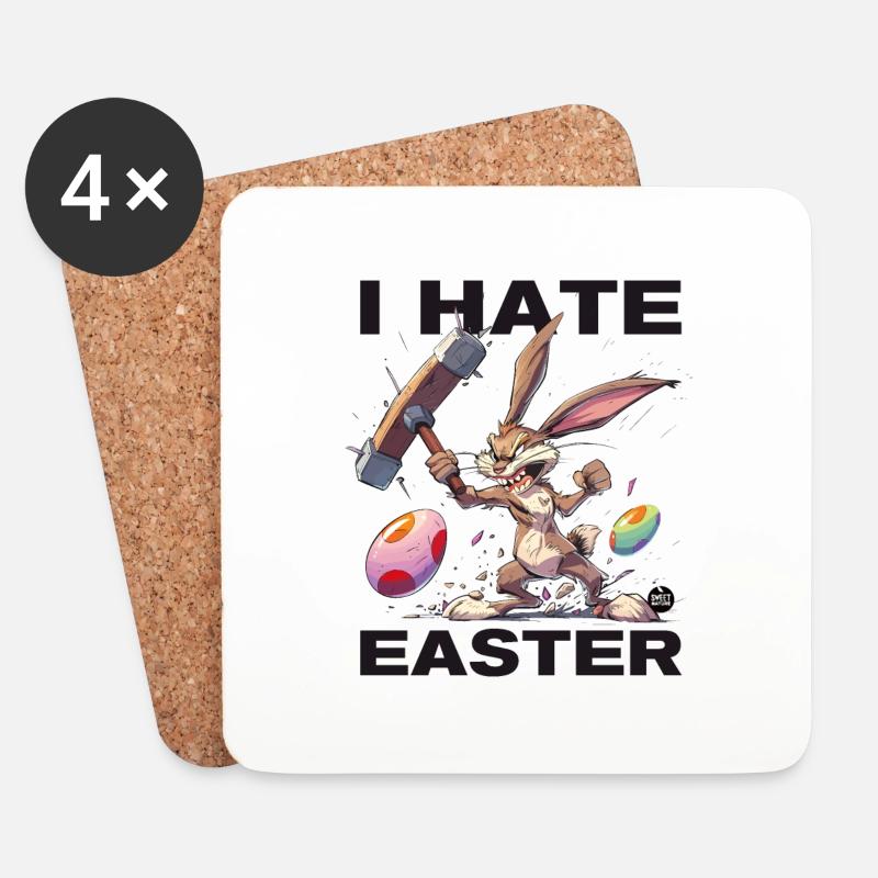 Ich HASSE Ostern! - Untersetzer (4er-Set) - Weiß