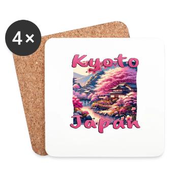 Kyoto Magic: Sunset, Pagodas & River - Coasters (set of 4) - white - Front