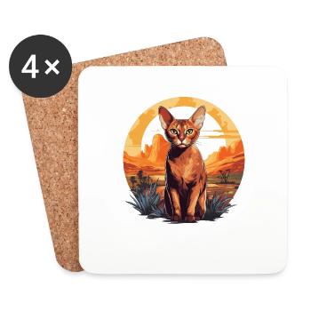 Chat d’Abyssinie Abessinierkatze - Dessous de verre (lot de 4) - blanc - Devant