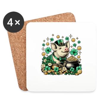 Sweet Lucky Pig New Year's Eve New Year - Coasters (set of 4) - white - Front