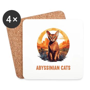 Chat d’Abyssinie Abessinierkatze - Dessous de verre (lot de 4) - blanc - Devant