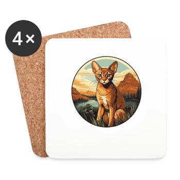 Chat d’Abyssinie Abessinierkatze - Dessous de verre (lot de 4) - blanc - Devant