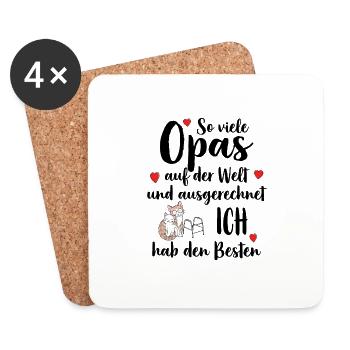 So Viele Opas Ich Hab Den Besten Bester Opa - Untersetzer (4er-Set) - Weiß - Vorne