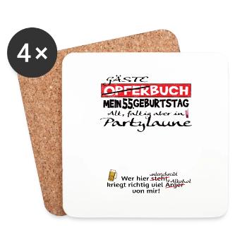 55th Birthday Man and Woman Guestbook - Coasters (set of 4) - white - Front