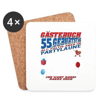 55th Birthday Man and Woman Guestbook - Coasters (set of 4) - white - Front