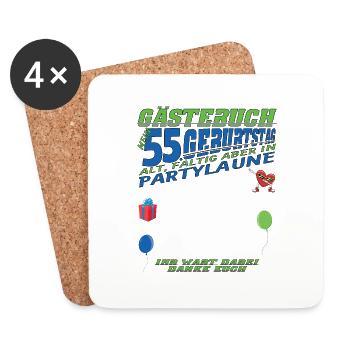 55th Birthday Man and Woman Guestbook - Coasters (set of 4) - white - Front