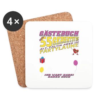 55th Birthday Man and Woman Guestbook - Coasters (set of 4) - white - Front