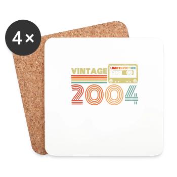2004 Vintage Retro Geburtstagsgeschenk - Untersetzer (4er-Set) - Weiß - Vorne