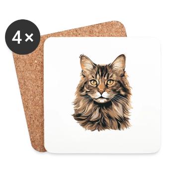 Cat Katzen American Bobtail - Untersetzer (4er-Set) - Weiß - Vorne
