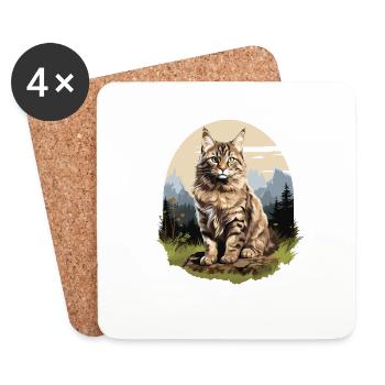 Chat Chats American Bobtail - Dessous de verre (lot de 4) - blanc - Devant