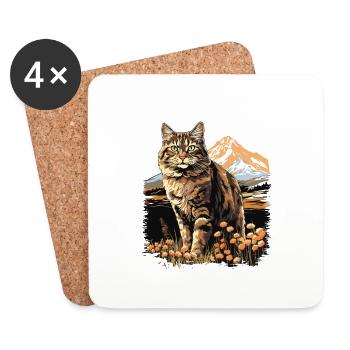 Cat Katzen American Bobtail - Untersetzer (4er-Set) - Weiß - Vorne