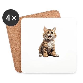 Cat Katzen American Bobtail - Untersetzer (4er-Set) - Weiß - Vorne