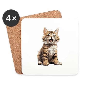 Cat Katzen American Bobtail - Untersetzer (4er-Set) - Weiß - Vorne
