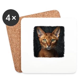 Chat d’Abyssinie Abessinierkatze - Dessous de verre (lot de 4) - blanc - Devant