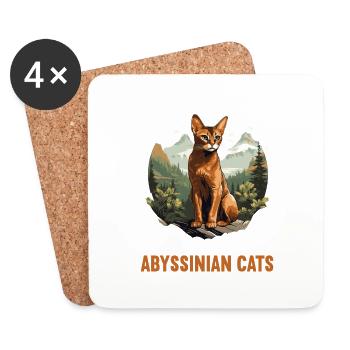 Chat d’Abyssinie Abessinierkatze - Dessous de verre (lot de 4) - blanc - Devant