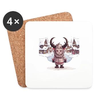 Kawaii Krampus Perchten mask Krampus T-Shirt - Coasters (set of 4) - white - Front