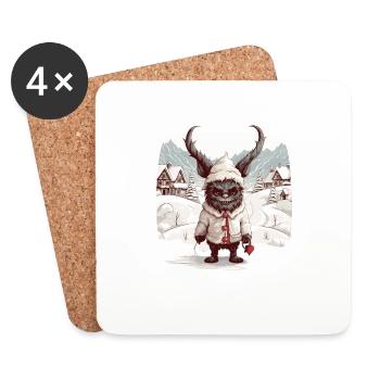 Krampus Maske | Krampus Kostüm | Germanische - Untersetzer (4er-Set) - Weiß - Vorne