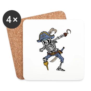 Dabbing Skelett Pirat Halloween Kostüm Kinder - Untersetzer (4er-Set) - Weiß - Vorne